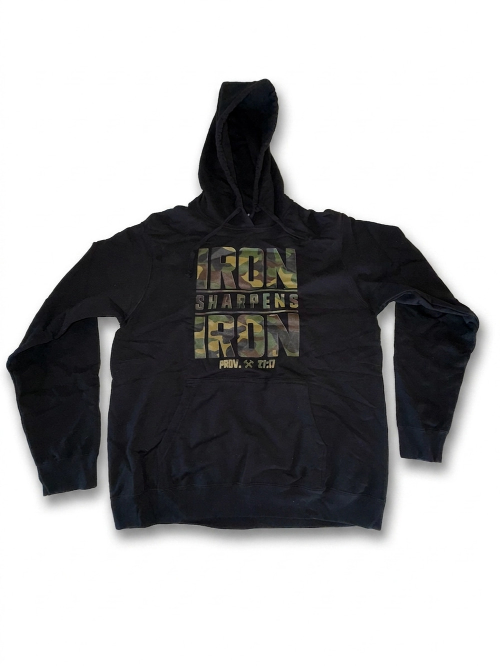 Port & Company Hoodie Black Camo-Green L | Iron Sharpens Iron